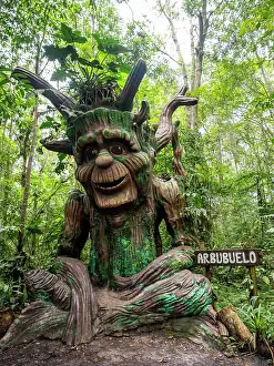Creativity Prints: Carved wooden statue of Arbubuelo at Dallas Manatee Rescue Center in Iquitos