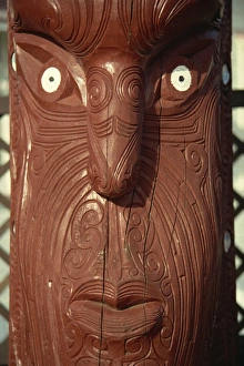 Carving detail, Ohinemutu Marae Meeting House, North Island, New Zealand, Pacific