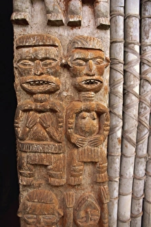 Cameroon Prints: Carving on hut, Bandjoun chefferie, Cameroun, West Africa, AFrica