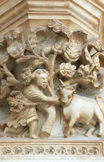 Batalha Prints: Carving of a peasant, Batalha monastery, UNESCO World Heritage Site, Batalha, Estremadura