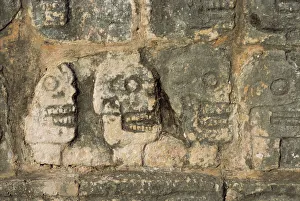 Carved Prints: Carvings of skulls on the Tzompantli