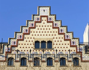 Casa Amatller Prints: Detail of Casa Amatler by the architect Cadafalch, in Barcelona, Cataluna, Spain, Europe
