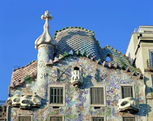 Casa Batllo Prints: The Casa Batllo, a Gaudi house, in Barcelona, Cataluna, Spain, Europe