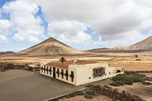 La Oliva Prints: Casa de los Coroneles (House of Colonels) surrounded by volcanic mountains, La Oliva