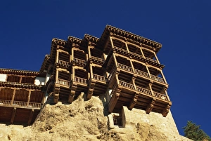 Cuenca Prints: The casas colgadas or hanging houses with wooden balconies