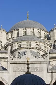 Cascade of domes in the courtyard of the New Mosque, Istanbul, Turkey, Europe