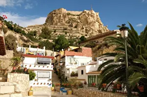 Alicante Prints: Casco Antiguo, Santa Cruz quarter and Santa Barbara castle in background