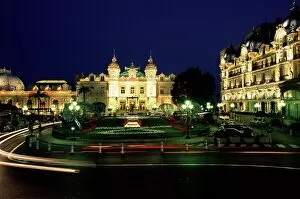 Railing Gallery: The casino and hotel de Paris by night, Monte Carlo, Monaco