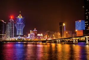 Nightlife Prints: Casinos floodlighting, Macau, Special Administrative Region, China, Asia