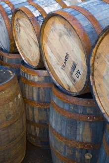 Stack Prints: Casks (barrels), Port Askaig, Islay, Argyll and Bute, Scotland, United Kingdom, Europe