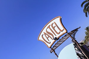 Tilt Prints: Castel Plage beach sign, Nice, Alpes Maritimes