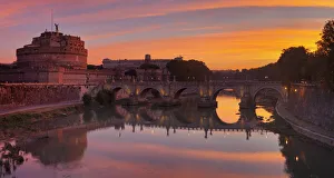 2nd Century Ad Prints: Castel Sant Angelo, Ponte Sant Angelo Bridge, UNESCO World Heritage Site, Tiber River