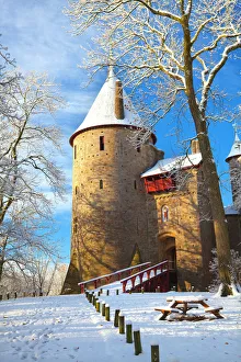 Cardiff Prints: Castell Coch in snow, Tongwynlais, Cardiff, South Wales, Wales, United Kingdom, Europe