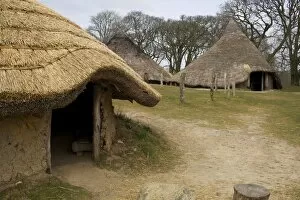 Thatch Collection: Castell Henllys, a reconstructed Iron Age hill fort circa 600BC