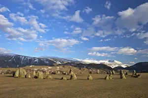 Arrangement Prints: Castelrigg Megalithic Stone Circle in winter with Helvellyn range behind