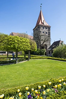 Gardens Prints: Castle gardens of the imperial castle of Nuremberg, Bavaria, Germany, Europe
