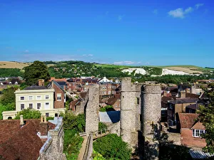 Stronghold Prints: Castle Gate (Barbican), elevated view, Lewes, East Sussex, England, United Kingdom, Europe