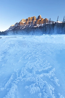 Bow River Prints: Castle Mountain and the Bow River in Winter, Banff National Park, Alberta, Canada
