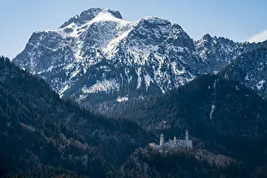 Schwangau Prints: Castle Neuschwanstein, with the Alps behind, Schwangau, Bavaria, Germany, Europe