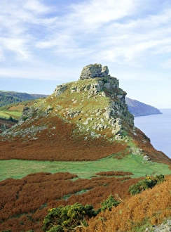 Castle Rock Prints: Castle Rock overlooking Wringcliff Bay, one of Britains highest sea cliffs