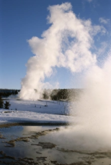 Erupt Prints: Castle and Sawmill Geysers in eruption in Old Faithful