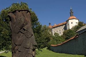 Sofja Loka Prints: Castle and sculpture in village of Sofja Loka, Slovenia, Europe