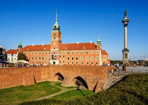 Warsaw Prints: Castle Square, Royal Castle and Sigismunds Column, Old Town, Warsaw, Masovian Voivodeship