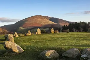 Grasslands Prints: Castlerigg Stone Circle, Saddleback (Blencathra) behind, Keswick, Lake District National