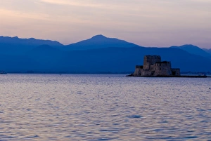 Nafplio Prints: One of the castles guarding Nafplio at sunset, Peloponnese, Greece, Europe