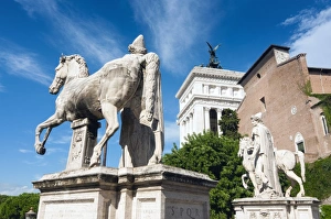 Capitoline Hill Prints: Castore and Polluce (Dioskouri) statues, Campidoglio, Capitoline hill, Rome, Unesco