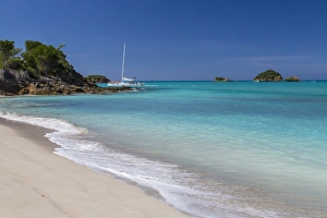 Catamaran Prints: A catamaran moored near Spearn Bay, Antigua, Leeward Islands, West Indies, Caribbean