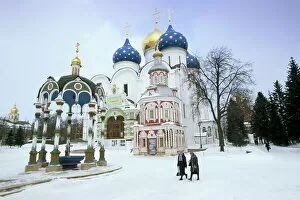 Images Dated 7th August 2008: Cathedral of the Assumption in winter snow, Trinity Monastery of St