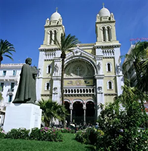 Tunisia Prints: The Cathedral along Avenue Bourguiba, Tunis, Tunisia, North Africa, Africa