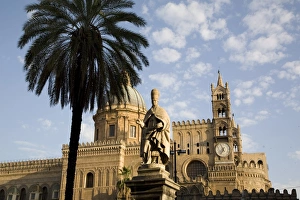 Clock Face Prints: Cathedral clock tower, Palermo, Sicily, Italy, Europe