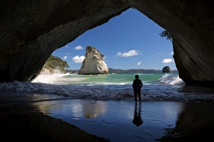 Cathedral Cove Prints: Cathedral Cove, Hahei, Coromandel Peninsula, Waikato, North Island, New Zealand, Pacific