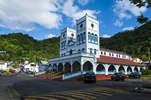 American Samoa Prints: Cathedral in downton Pago Pago, Tutuila island, American Samoa, South Pacific, Pacific