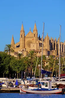 Images Dated 4th July 2008: Cathedral and Harbour, Palma, Mallorca, Spain, Europe