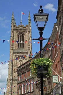 Patriotism Prints: Cathedral and lamp post, Derby, Derbyshire, England, United Kingdom, Europe