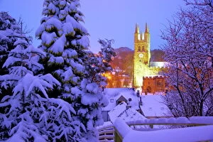 14th Century Gallery: Cathedral of the Peak in snow, Tideswell, Peak District National Park, Derbyshire, England