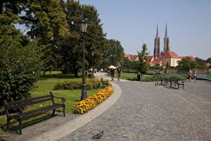 Silesia Prints: Cathedral from Piasek Island, Old Town, Wroclaw, Silesia, Poland, Europe