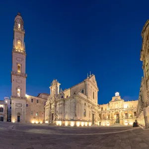 Salento Prints: Cathedral and Piazza del Duomo square of Lecce at dusk, Salento, Apulia, Italy, Europe