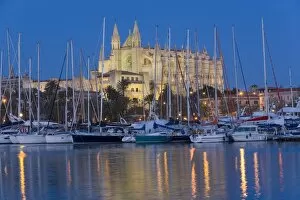 Images Dated 20th March 2008: Cathedral and port, Palma, Majorca, Balearic Islands, Spain, Mediterranean, Europe