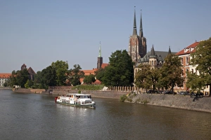 Silesia Prints: Cathedral and River Odra (River Oder), Old Town, Wroclaw, Silesia, Poland, Europe