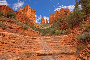 Cathedral Rock in Sedona viewed from a hidden trail on the west side of the rock