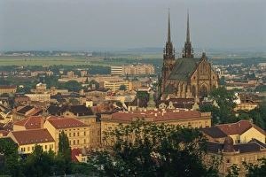 South Moravia Prints: The cathedral and skyline of the city of Brno in South Moravia, Czech Republic, Europe
