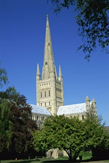 Spires Prints: Cathedral spire, Norwich, Norfolk, England, United Kingdom, Europe