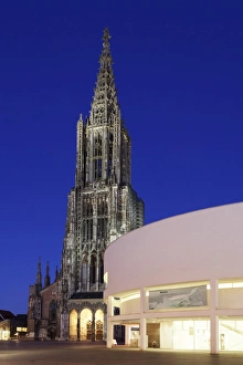 Lutheran Prints: Cathedral and Stadthaus (Assembly Hall), Ulm, Baden Wurttemberg, Germany, Europe