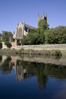 Anglican Prints: Cathedral west side and River Severn