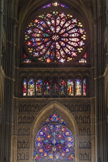 Reims Prints: Cathedral west windows, Rheims, UNESCO World Heritage Site, Marne, France, Europe
