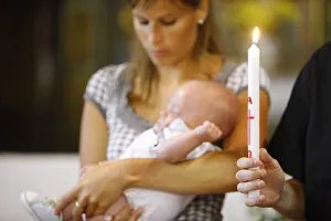 Baptism Prints: Catholic baptism, Saint Gervais, Haute Savoie, France, Europe